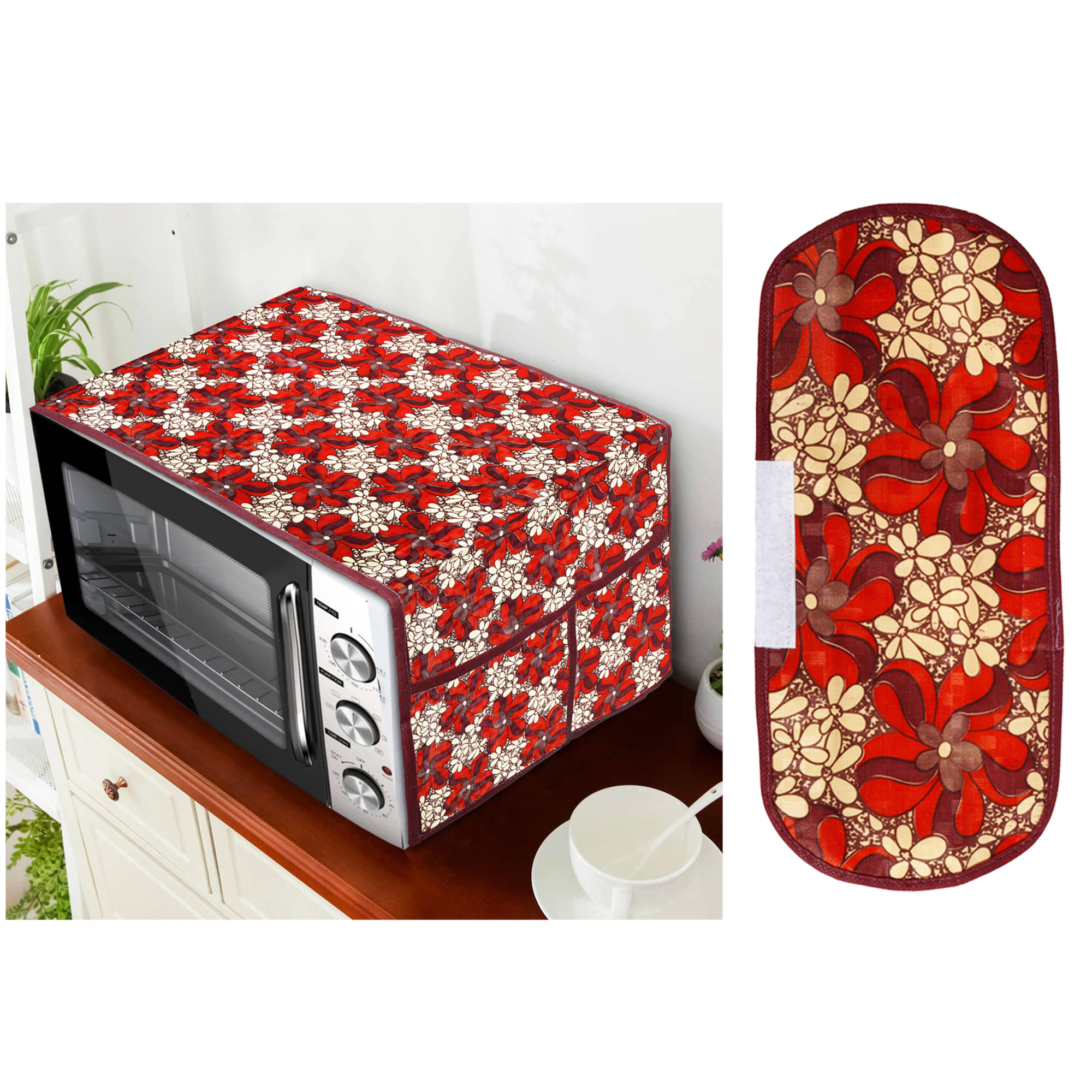 E-Retailer Set of 2 PVC Red Microwave Oven Cover - E-Retailer Set of 2 PVC Red Microwave Oven Cover -