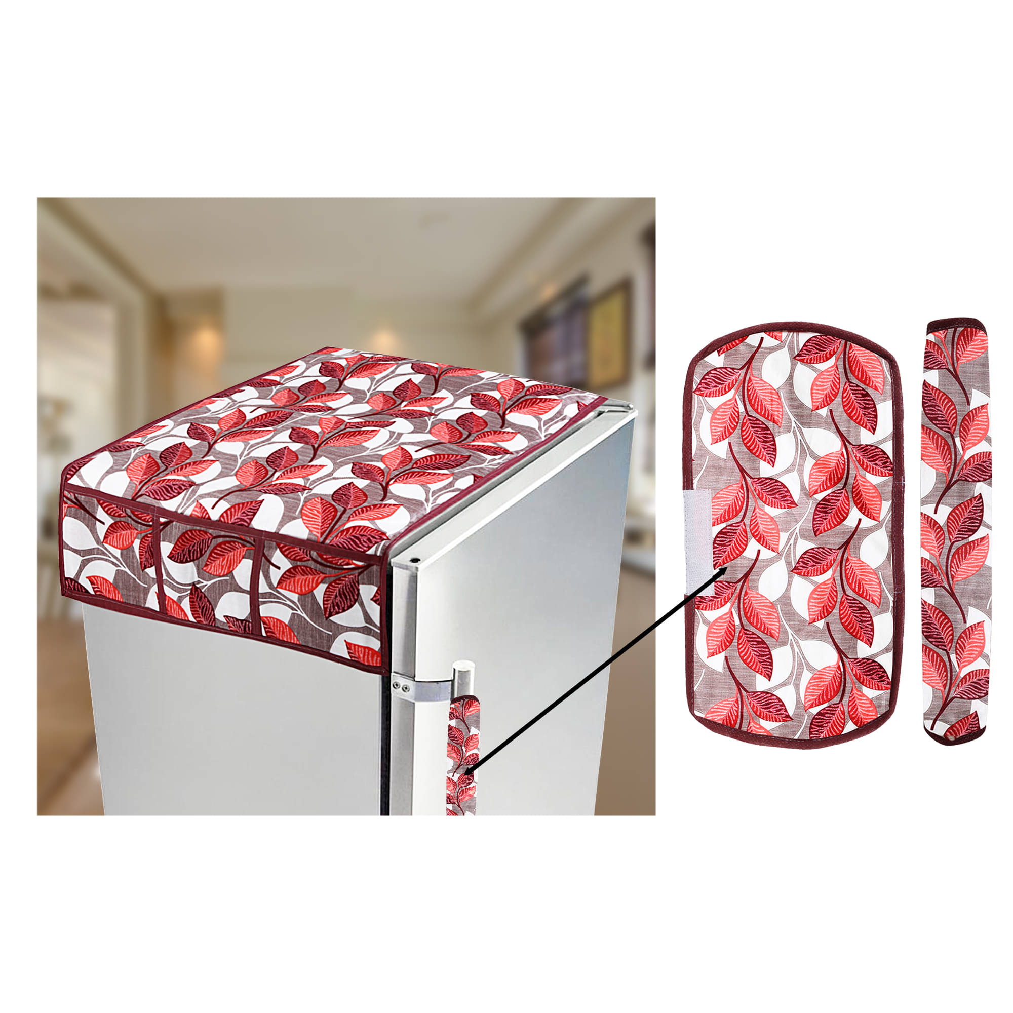 E-Retailer Set of 3 Polyester Pink Fridge Top Cover E-Retailer Set of 3 Polyester Pink Fridge Top Cover