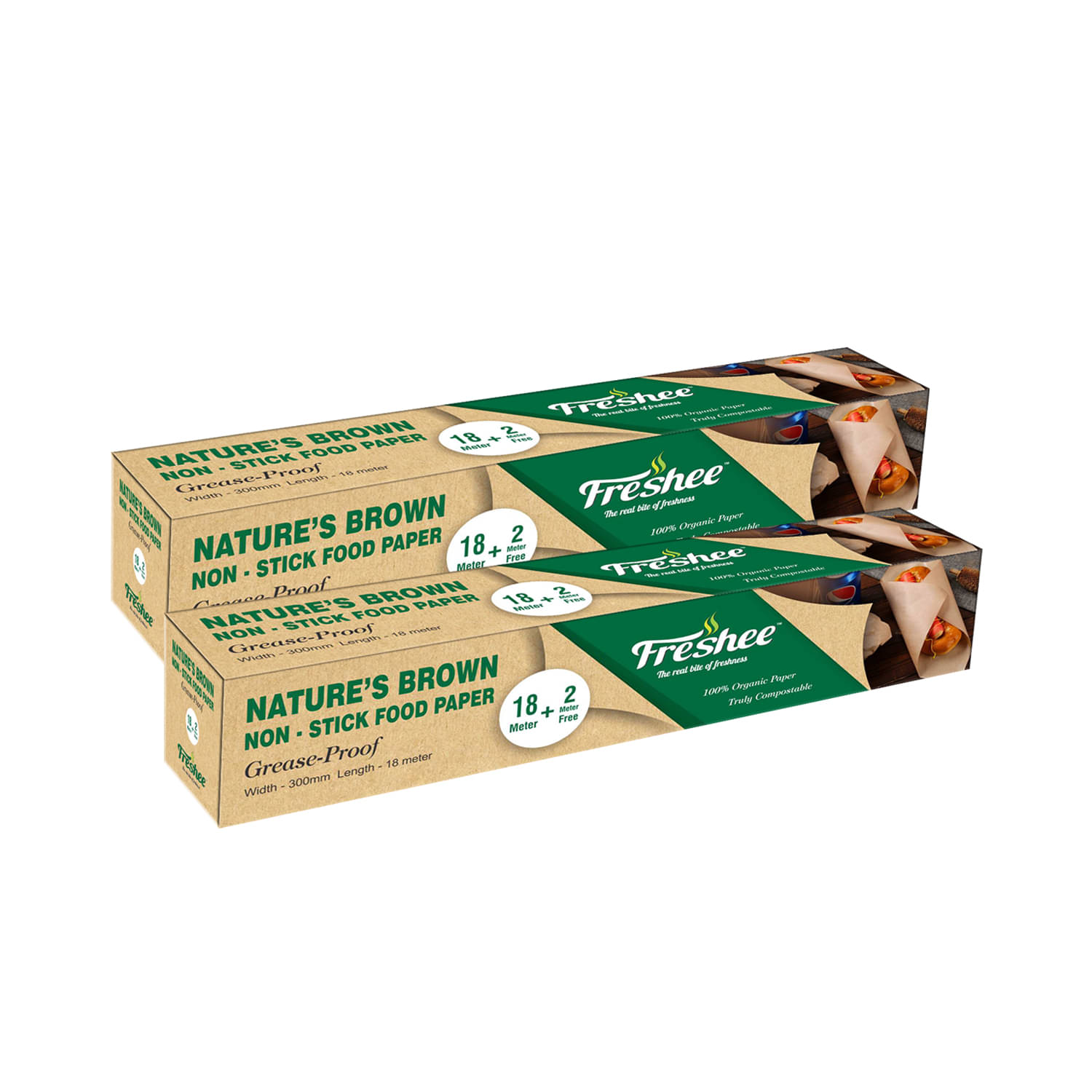     			Freshee Pack of 2 Greaseproof Paper Nature's Brown 20m x 300mm