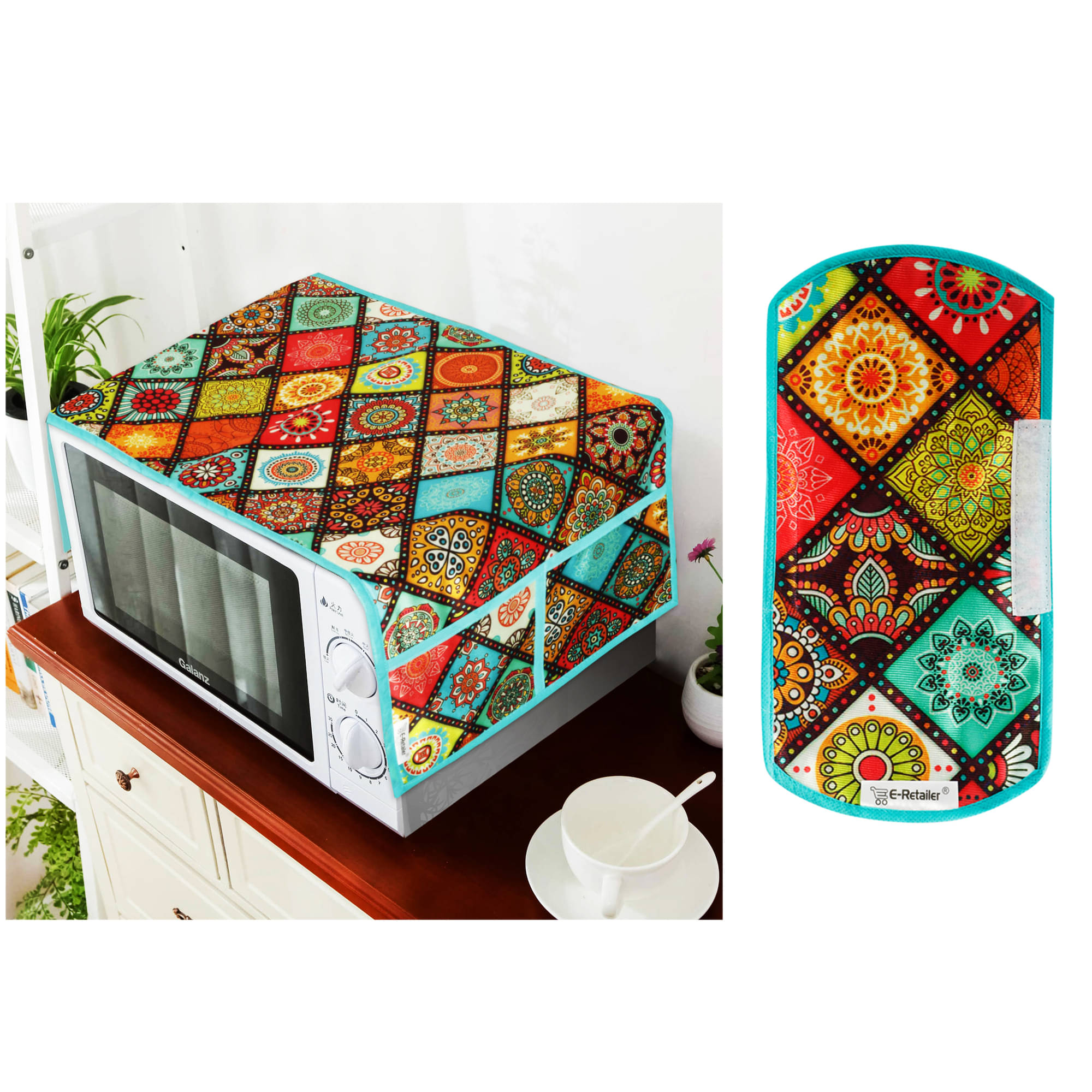 E-Retailer Set of 2 Polyester Multi Microwave Oven Cover - E-Retailer Set of 2 Polyester Multi Microwave Oven Cover -