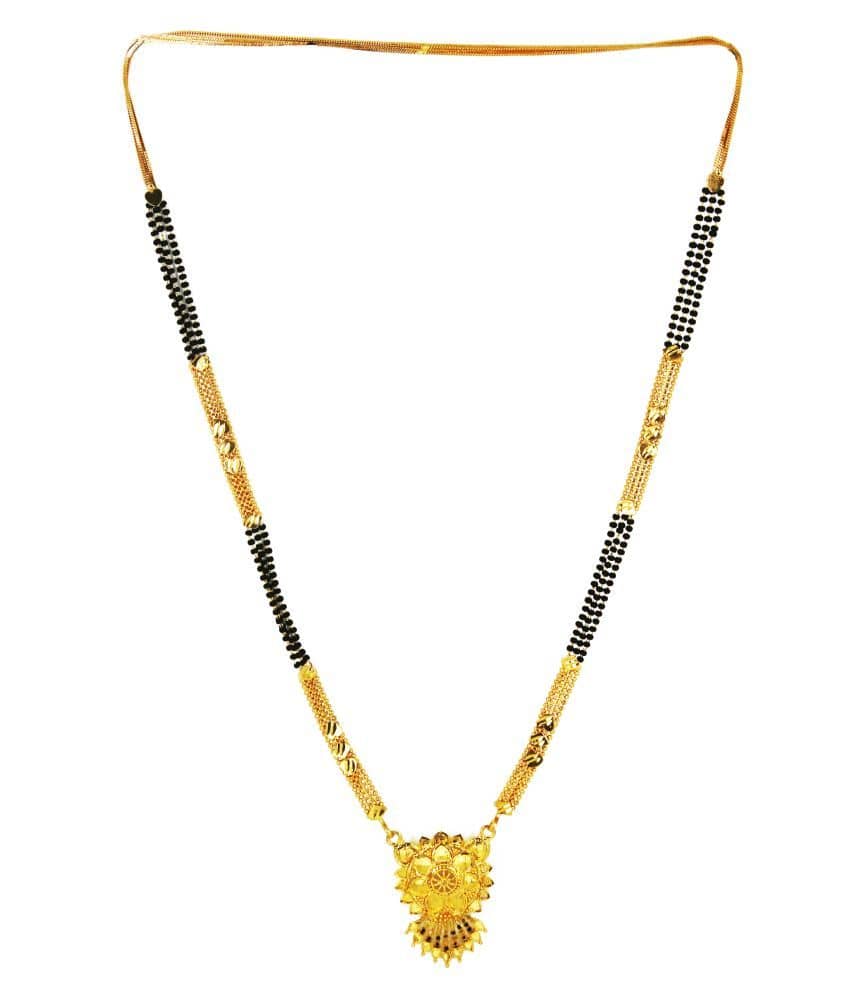 shankhraj mall gold plated black bead long mangalsutra for women-100139