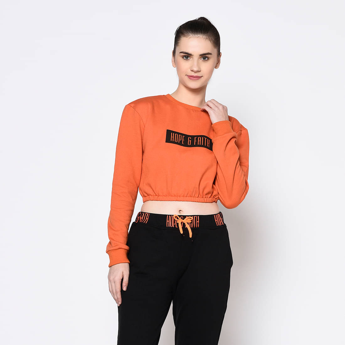 Rigo Cotton - Fleece Orange Non Hooded Sweatshirt Rigo Cotton - Fleece Orange Non Hooded Sweatshirt