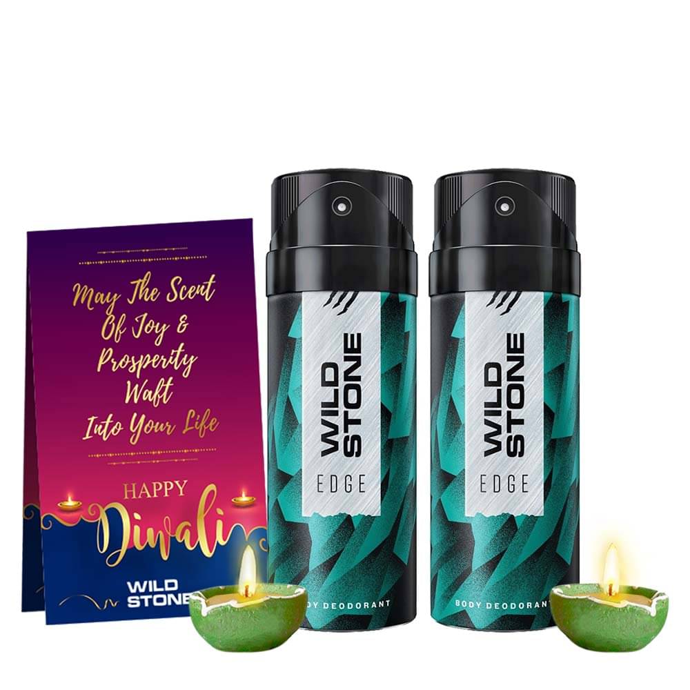     			Wild Stone Edge Deodorant Pack of 2 with 2 Diya Combo Set (Set of 4)