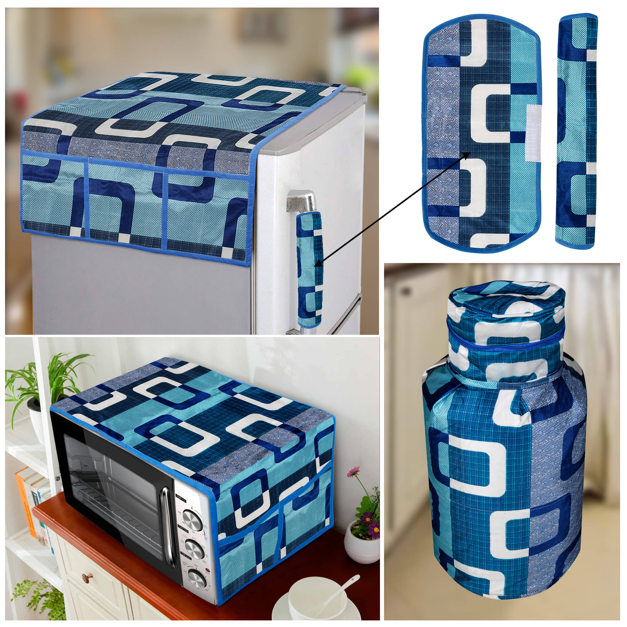     			E-Retailer Set of 5 Polyester Blue Fridge Top Cover