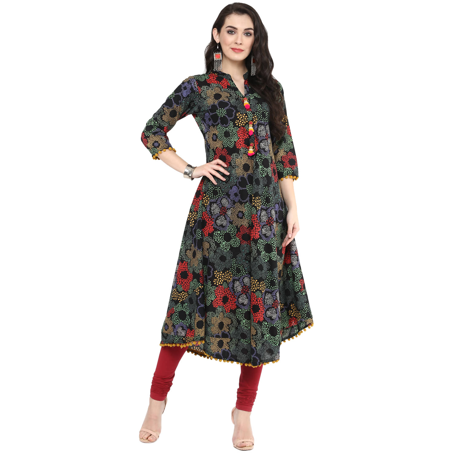 Yash Gallery Pack of 1 Cotton Printed Asymmetrical Women's Kurti - ( Multicolor ) - Kurtis, Tunics | Buy online on ZillyBuy