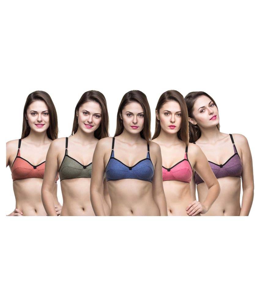     			DOCARE Cotton Lycra Everyday Bra - Multi Color