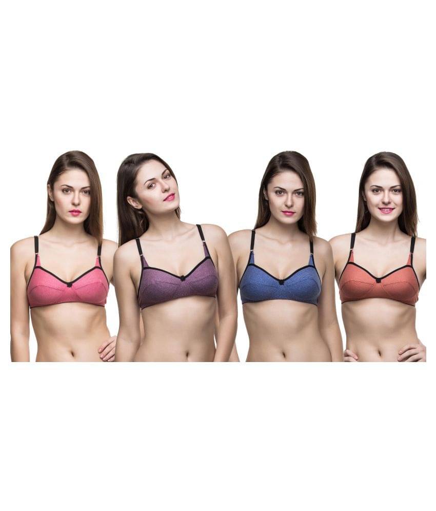     			DOCARE Cotton Lycra Everyday Bra - Multi Color
