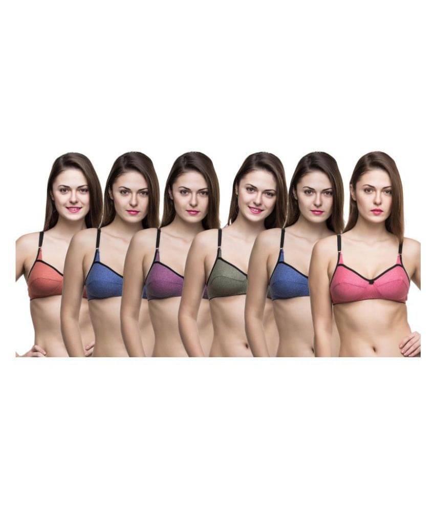     			DOCARE Cotton Lycra Everyday Bra - Multi Color
