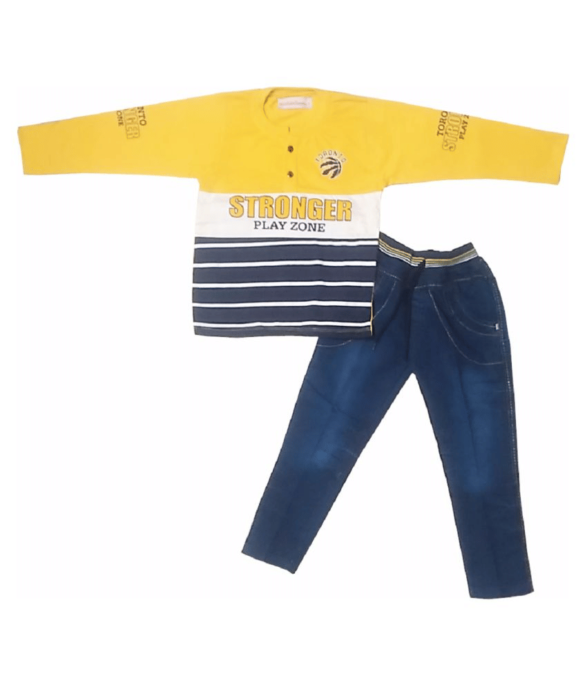     			harshvardhanmart.com Pack of 1 Boys Denim Set ( Yellow )