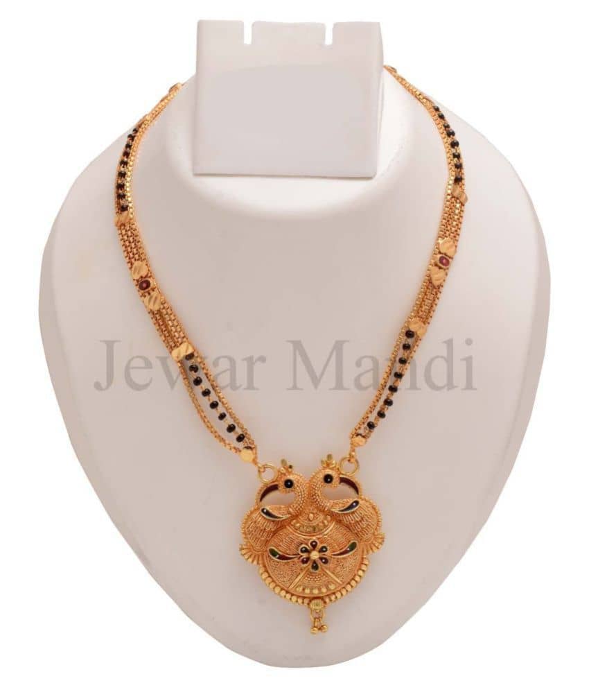 Jewar Mandi Mangalsutra Gold Plated Black Crystal Rich Look Latest Designer Daily Use Jewelry for Women