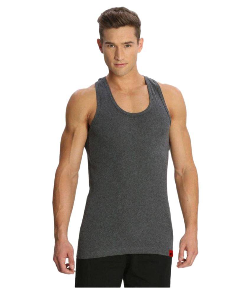 Jockey Charcoal Sleeveless Vests Single     			Jockey Charcoal Sleeveless Vests Single