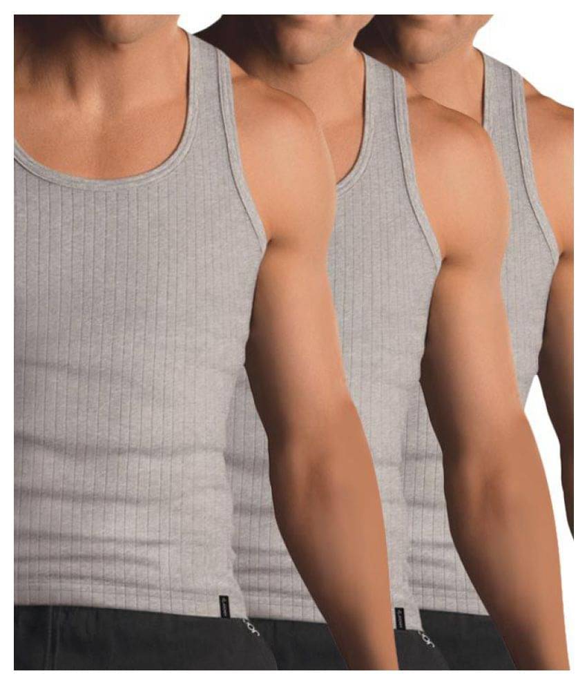     			Jockey Grey Sleeveless Vests Pack of 3