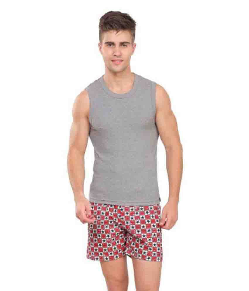     			Jockey Grey Sleeveless Vests Single