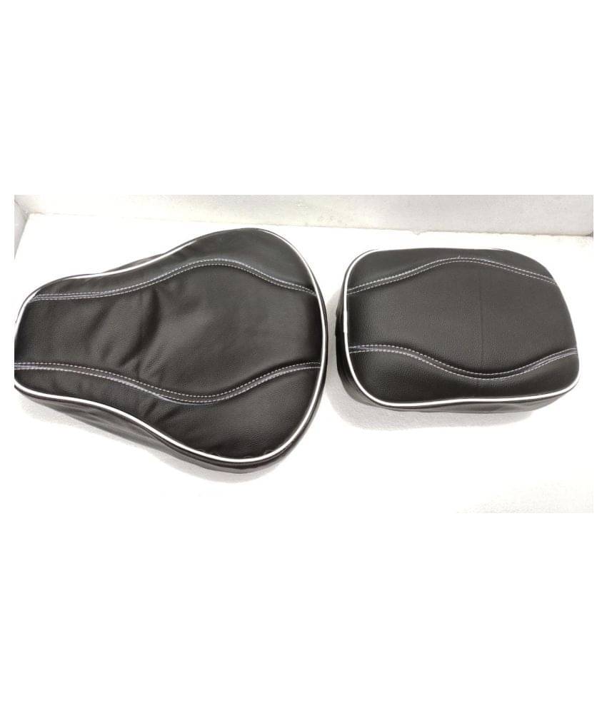     			PURE BIKING Stylish Seat Cover Black With White Lining For Royal Enfield Classic 350cc , Classic Chrome