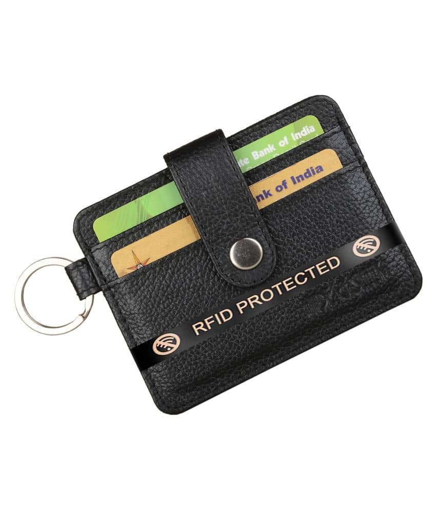 Hide&Sleek RFID Protected Black Genuine Leather Card Holder - Handbags | Buy online on ZillyBuy