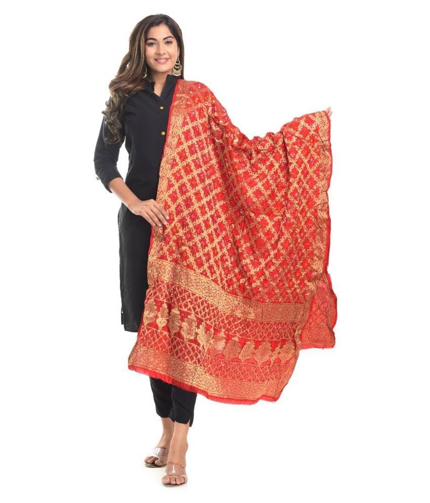 Raj Red Banarasi Silk Banarasi Dupatta Raj Red Banarasi Silk Banarasi Dupatta