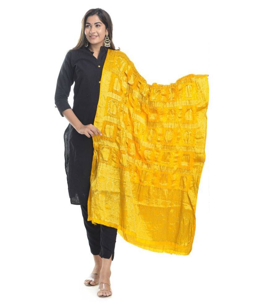     			Raj Yellow Banarasi Silk Banarasi Dupatta