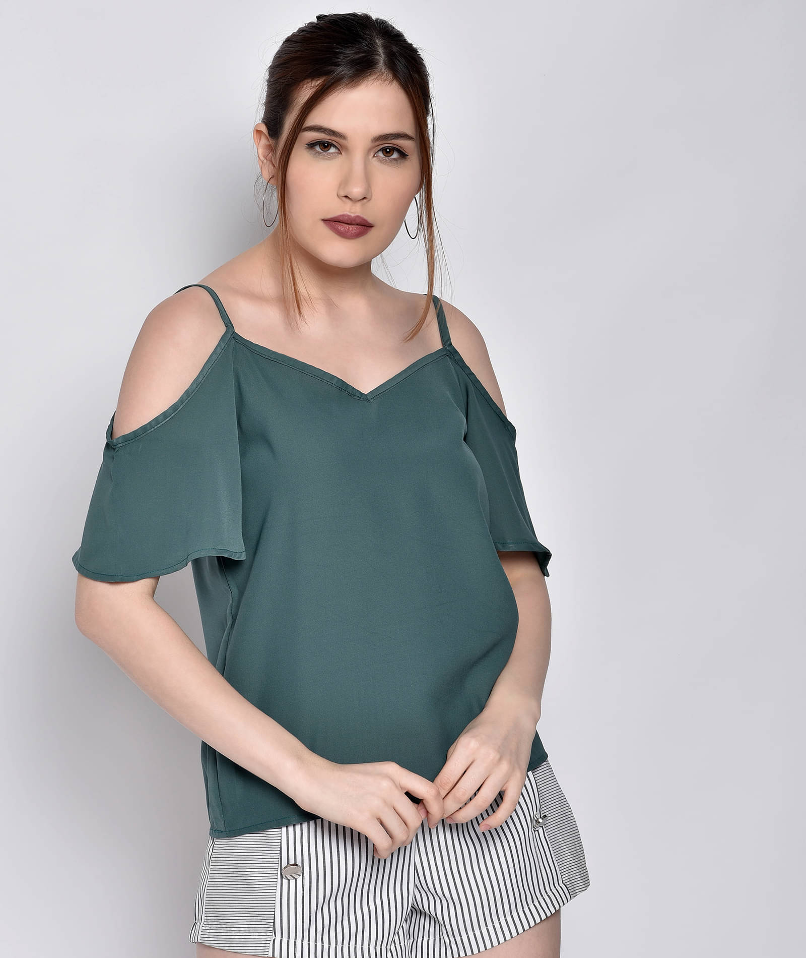 Chimpaaanzee Women's Polyester Regular Top ( Green ) Chimpaaanzee Women's Polyester Regular Top ( Green )