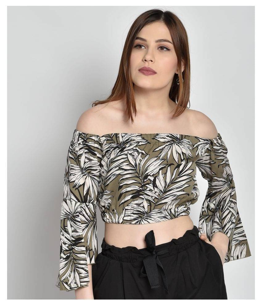 Chimpaaanzee Women's Polyester Crop Top ( Green ) Chimpaaanzee Women's Polyester Crop Top ( Green )