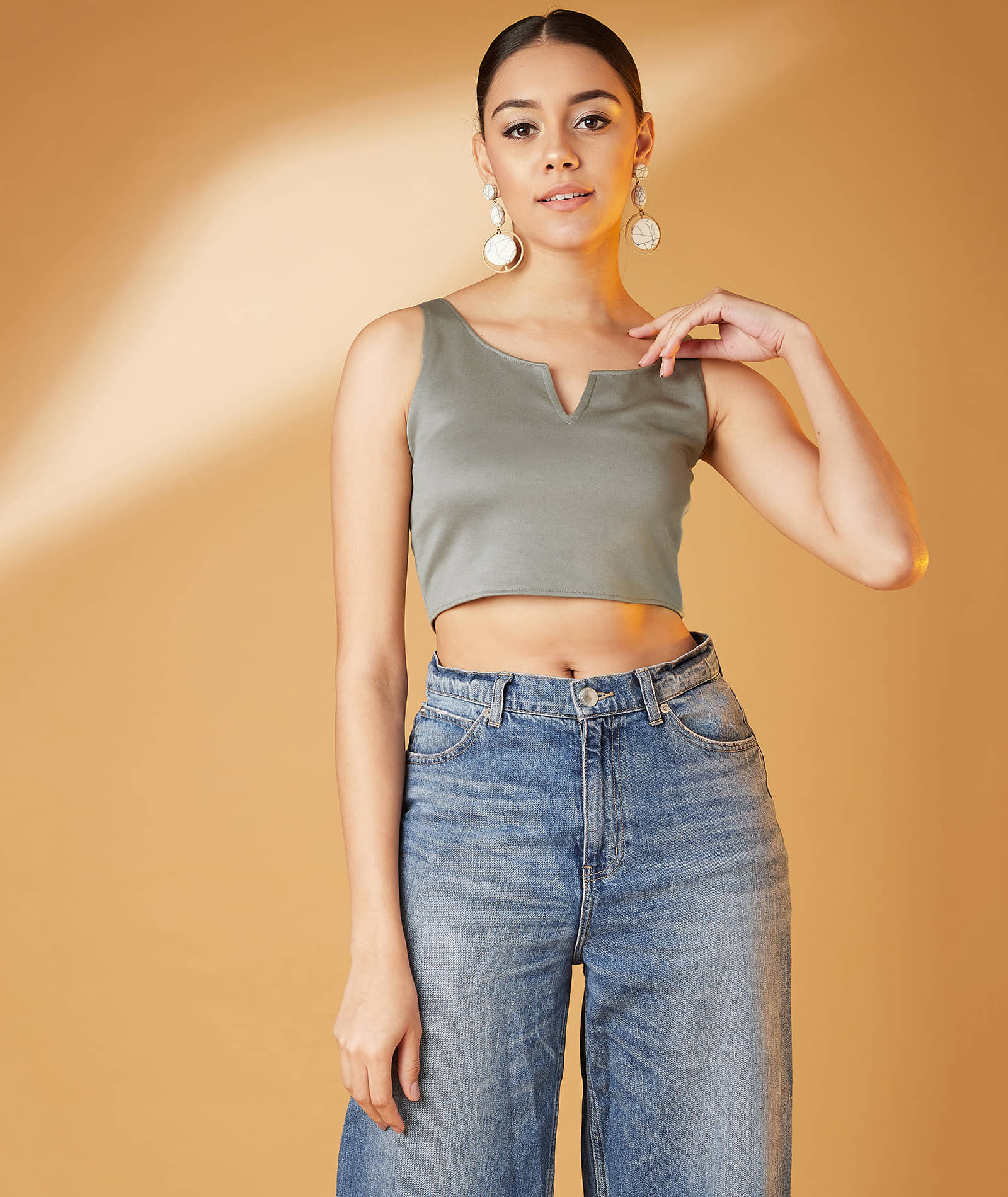 Chimpaaanzee Women's Polyester Crop Top ( Green )