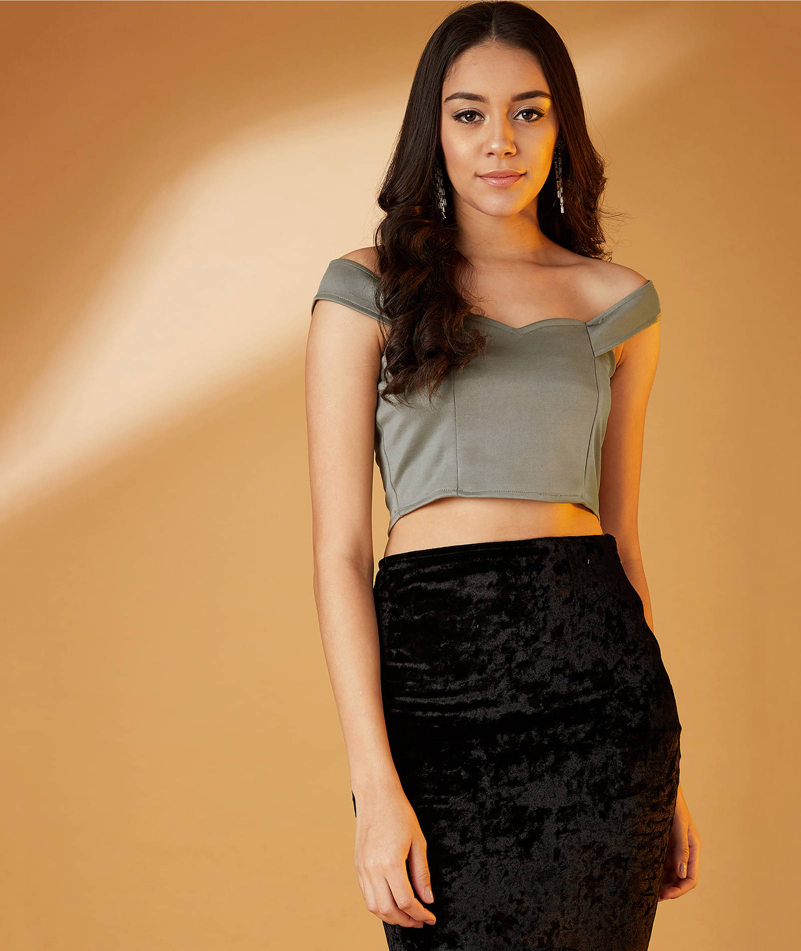 Chimpaaanzee Women's Polyester Crop Top ( Green ) Chimpaaanzee Women's Polyester Crop Top ( Green )