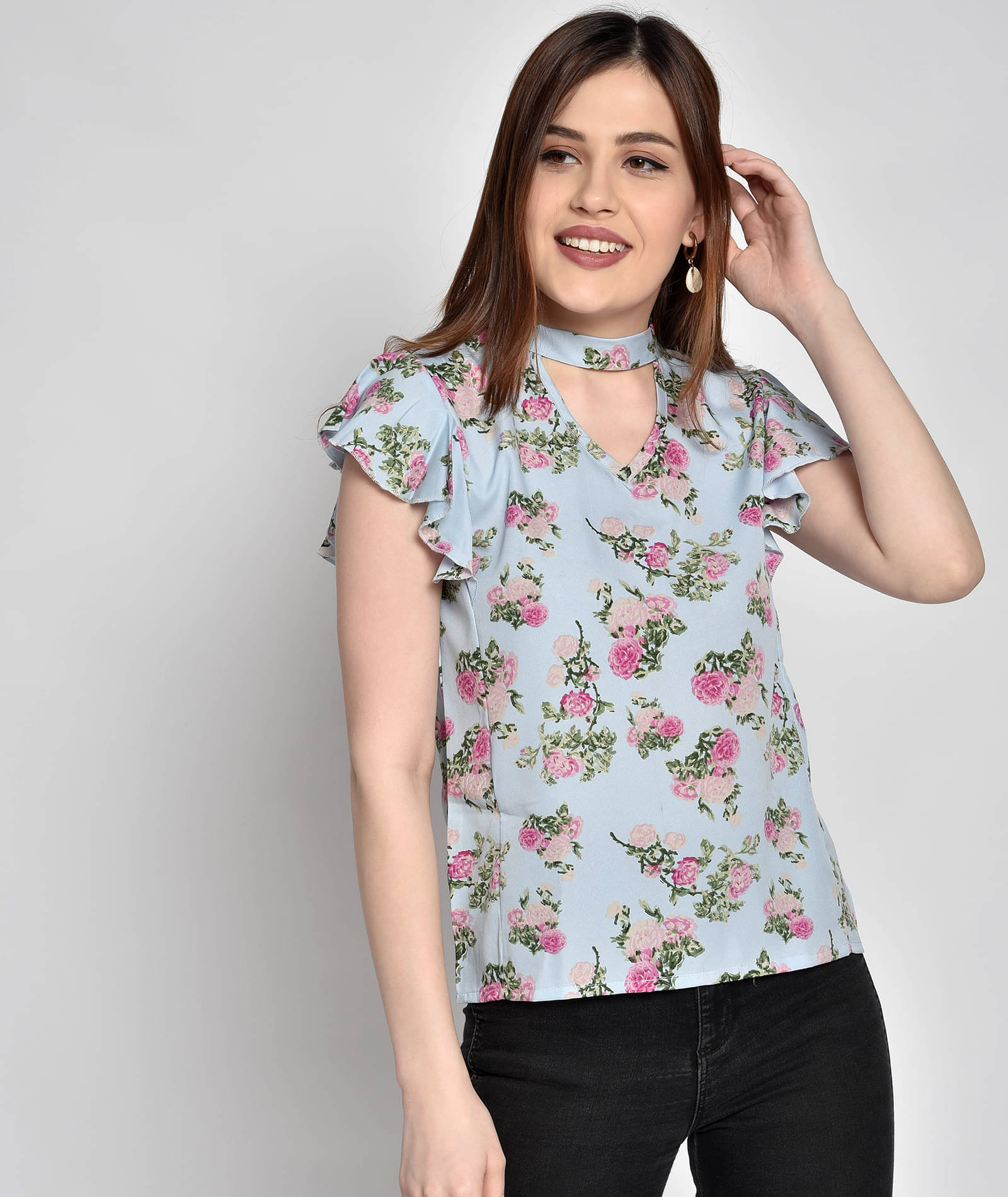 Chimpaaanzee - Blue Polyester Women's Regular Top ( Pack of 1 ) Chimpaaanzee - Blue Polyester Women's Regular Top ( Pack of 1 )