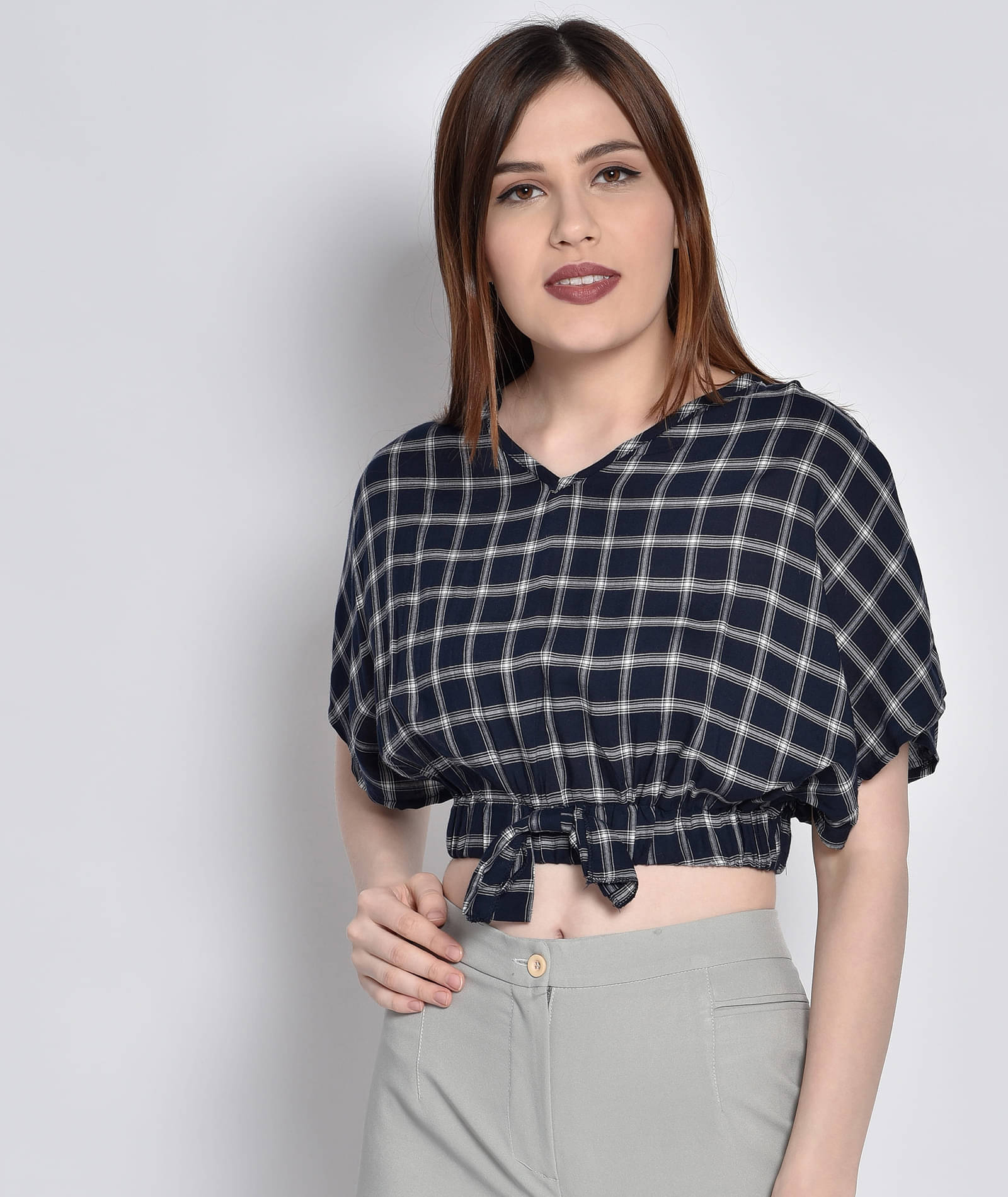 Chimpaaanzee - Navy Viscose Women's Crop Top ( Pack of 1 ) Chimpaaanzee - Navy Viscose Women's Crop Top ( Pack of 1 )