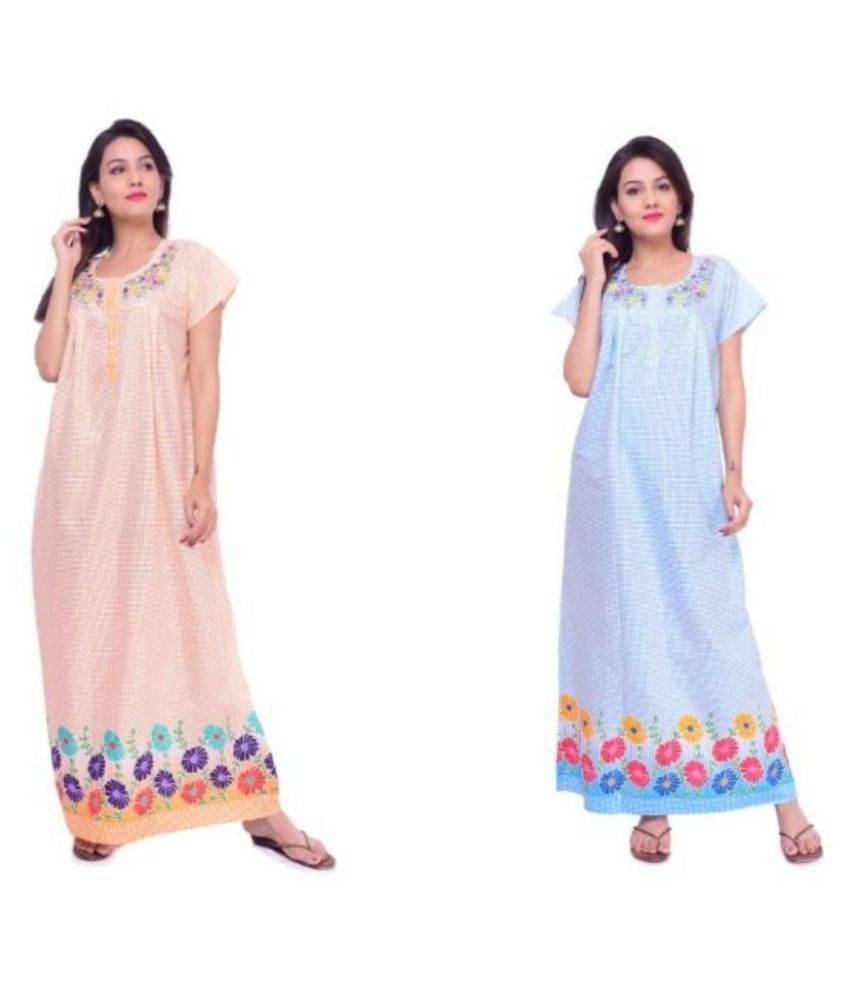     			Raj Cotton Nighty & Night Gowns - Multi Color