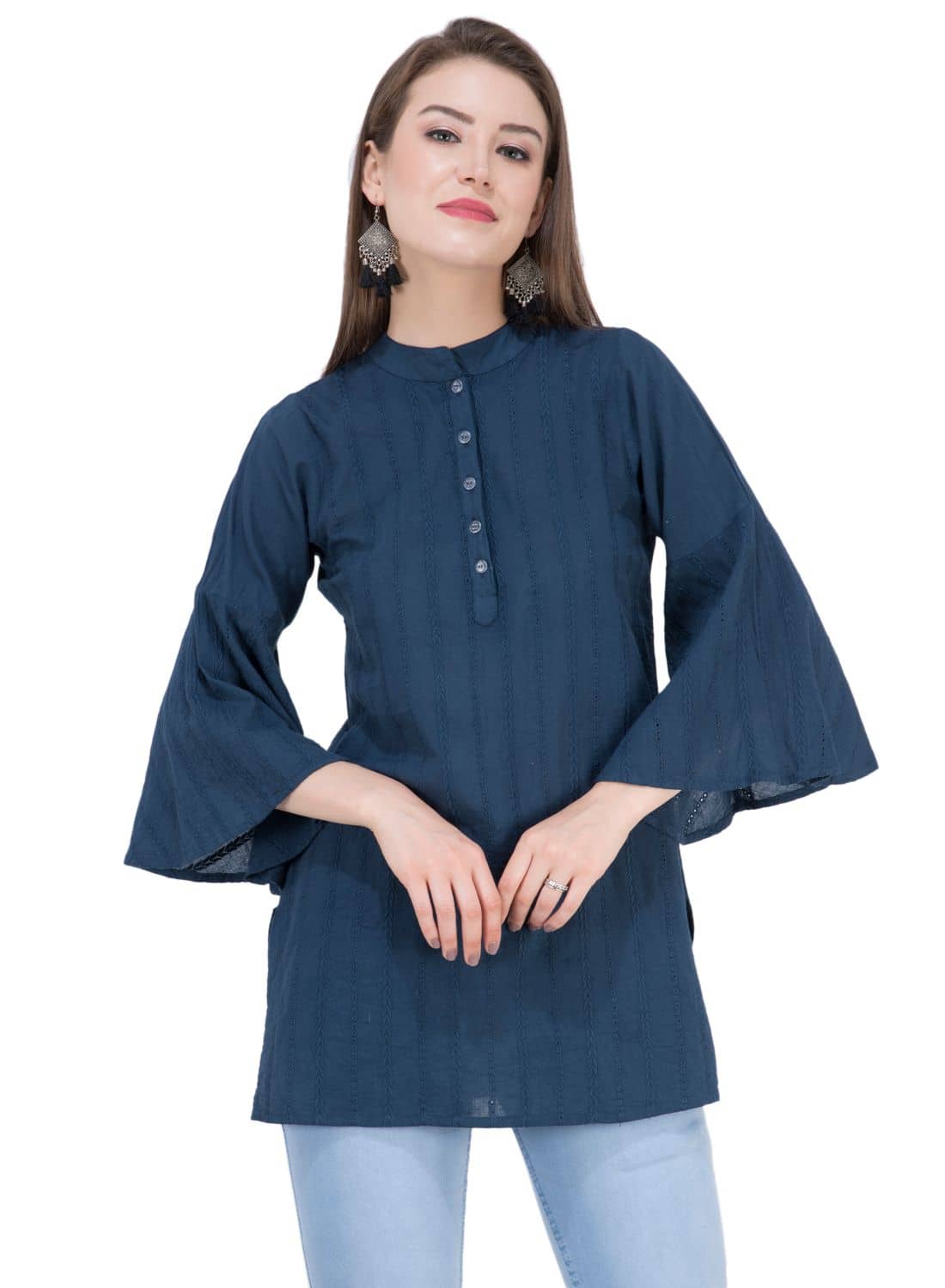 SAAKAA Women's Rayon Tunic ( Green )