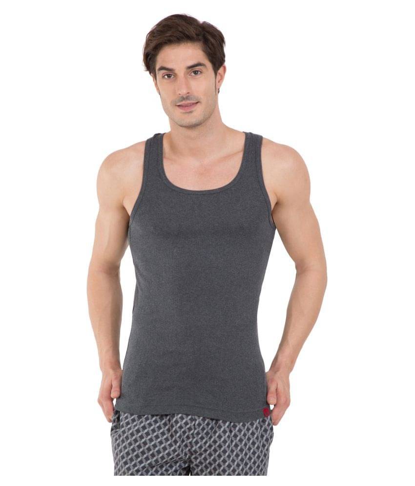Jockey Charcoal Sleeveless Vests Single     			Jockey Charcoal Sleeveless Vests Single