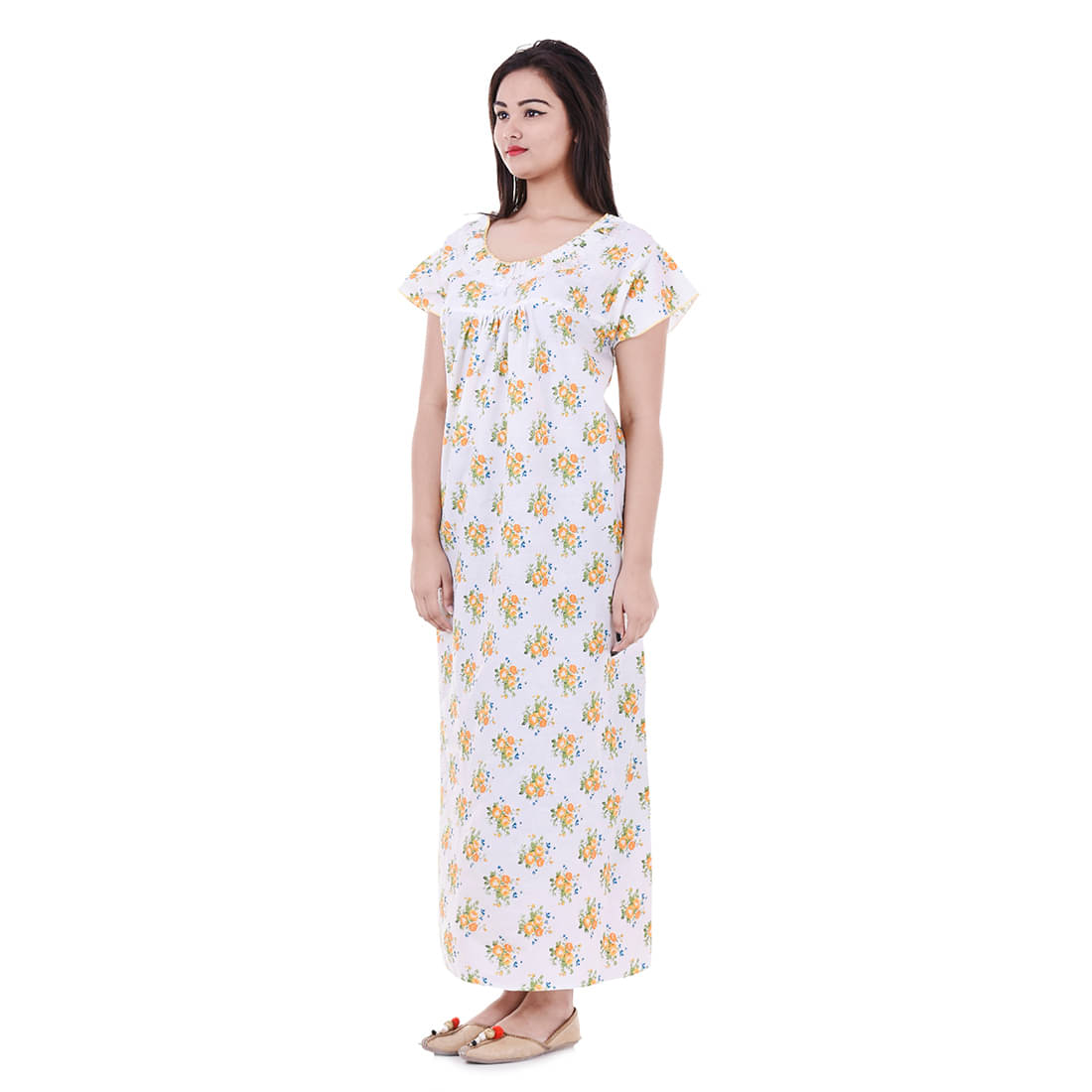 Apratim Cotton Nighty & Night Gowns - Yellow     			Apratim Cotton Nighty & Night Gowns - Yellow