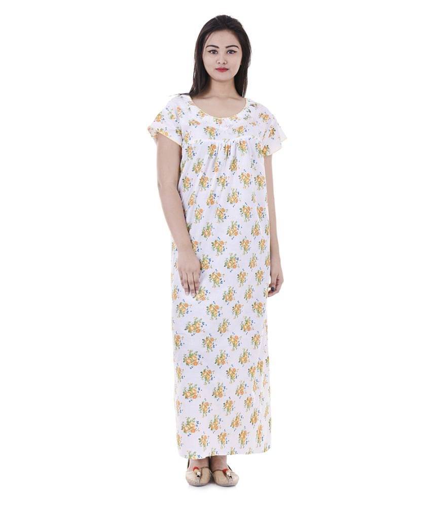 Apratim Cotton Nighty & Night Gowns - Yellow     			Apratim Cotton Nighty & Night Gowns - Yellow