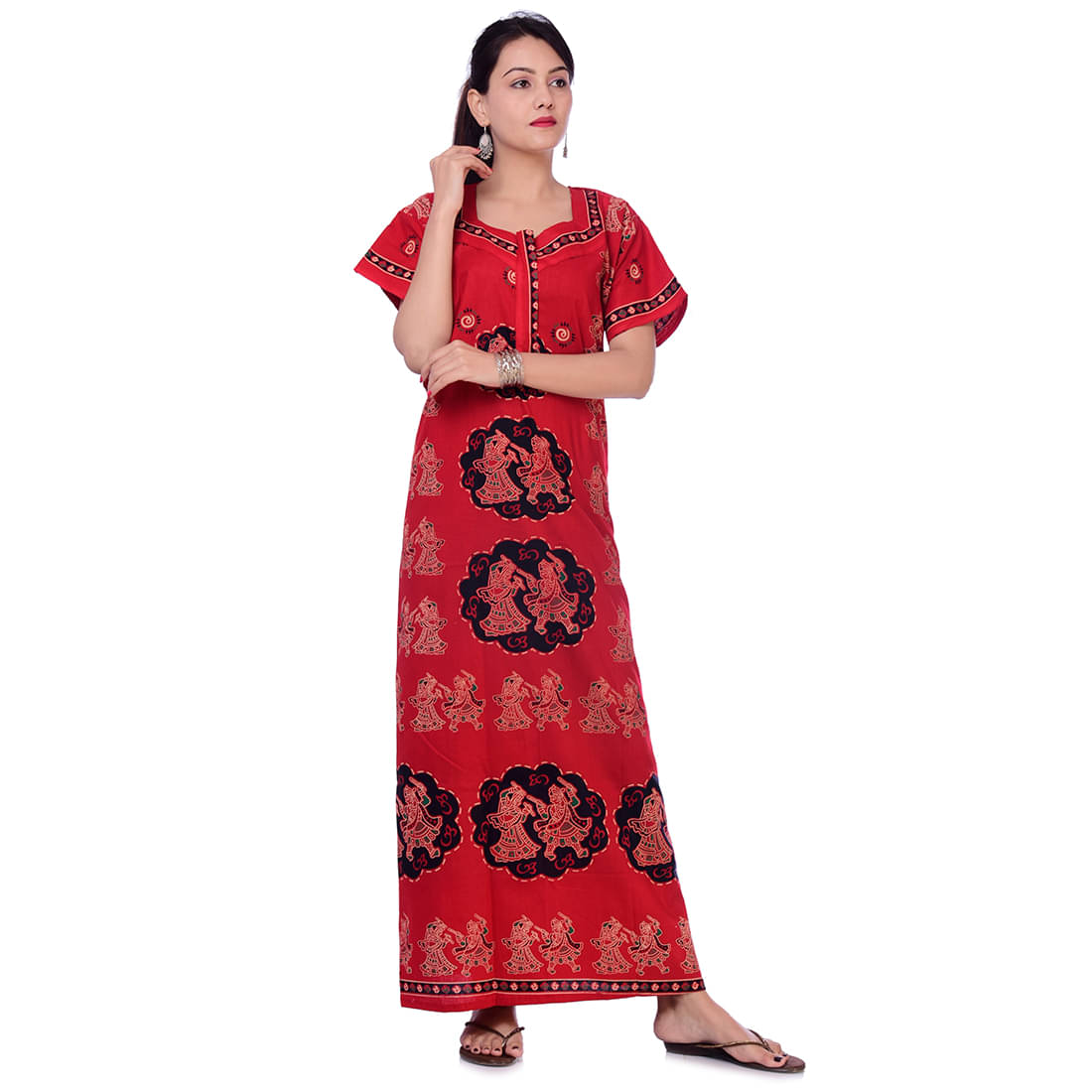     			Apratim Cotton Nighty & Night Gowns - Red