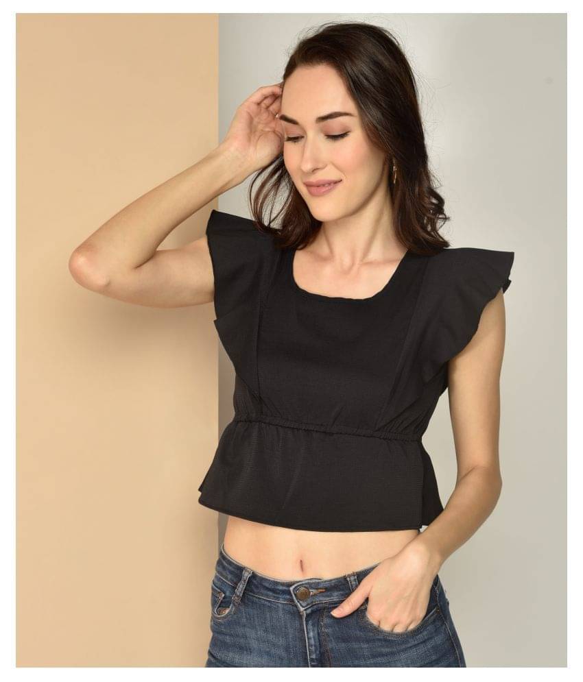 Chimpaaanzee Women's Polyester Crop Top ( Black ) Chimpaaanzee Women's Polyester Crop Top ( Black )