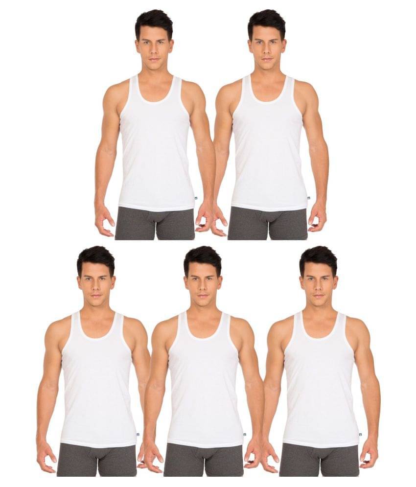 Jockey White Sleeveless Vests Pack of 5 Jockey White Sleeveless Vests Pack of 5