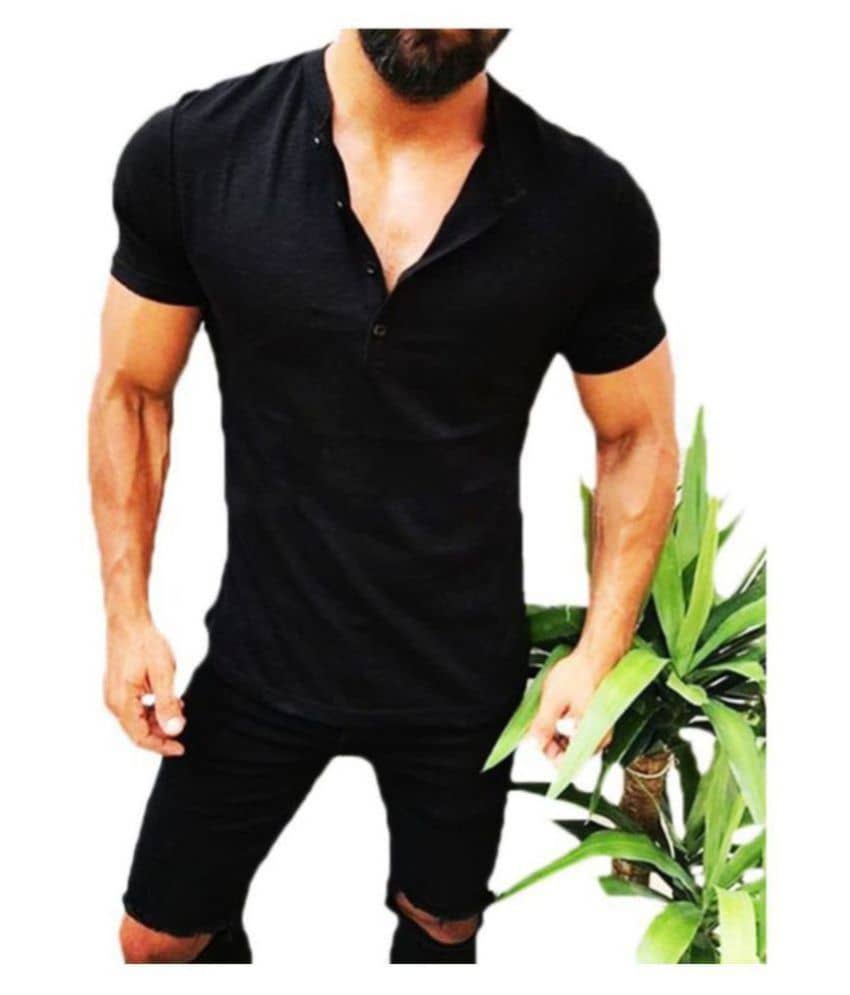 Trond Cotton Black Color Block T-Shirt