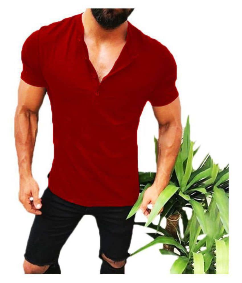 Trond Cotton Maroon Color Block T-Shirt