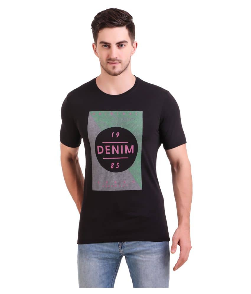 Bravezi Pack of 1 Cotton Blend Slim Fit Men's T-Shirt ( Black )