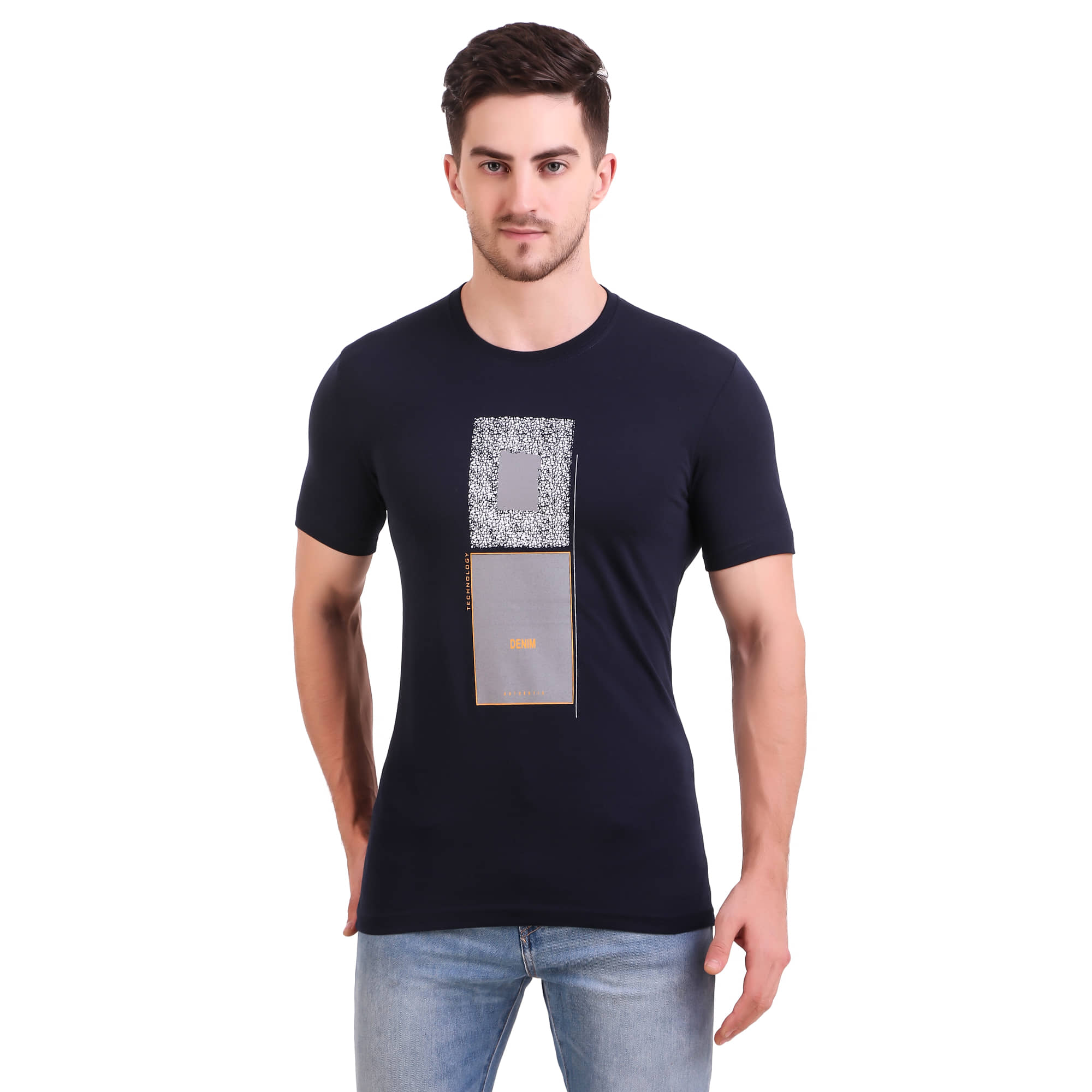 Bravezi Pack of 1 Cotton Blend Slim Fit Men's T-Shirt ( Blue )