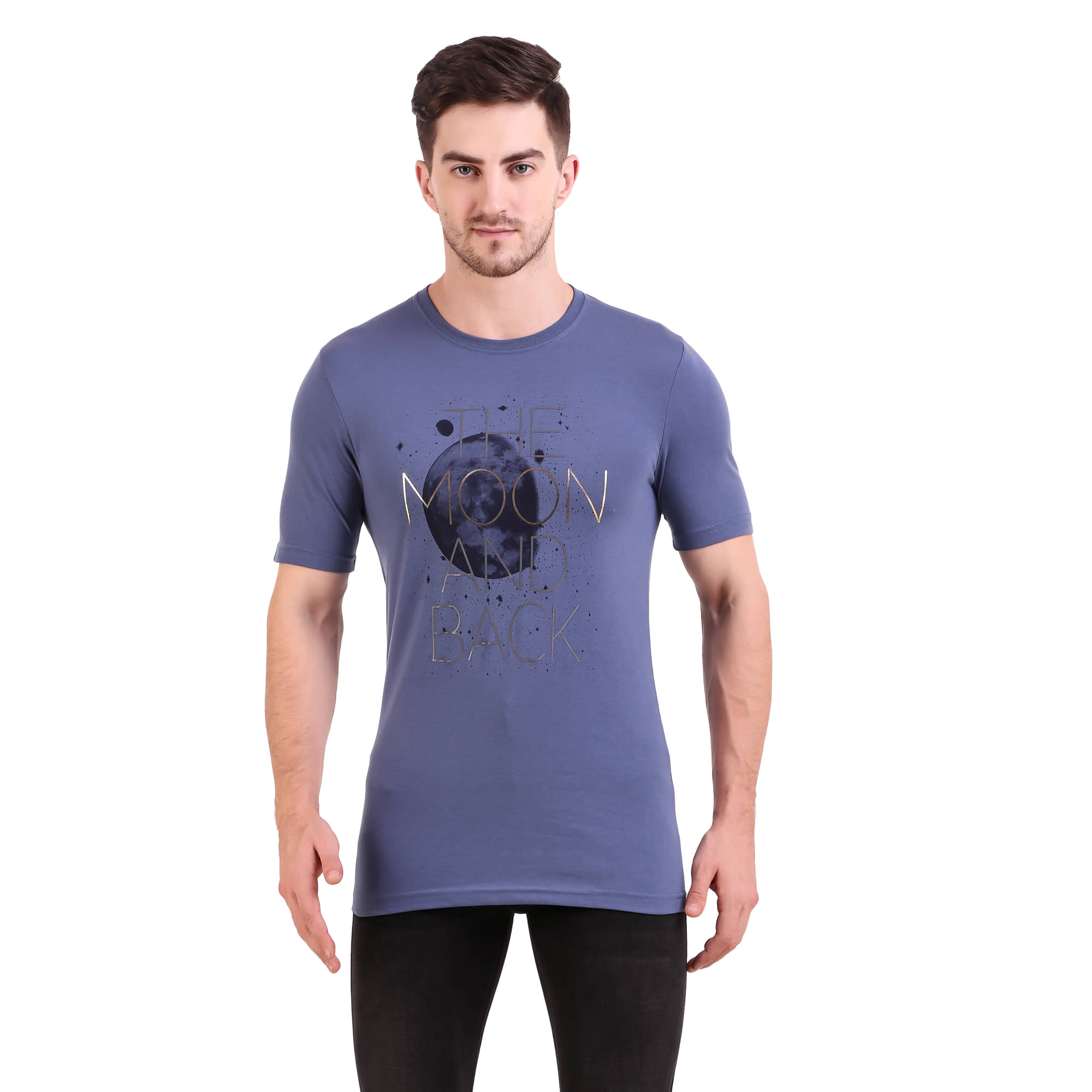 Bravezi Pack of 1 Cotton Blend Slim Fit Men's T-Shirt ( Blue )