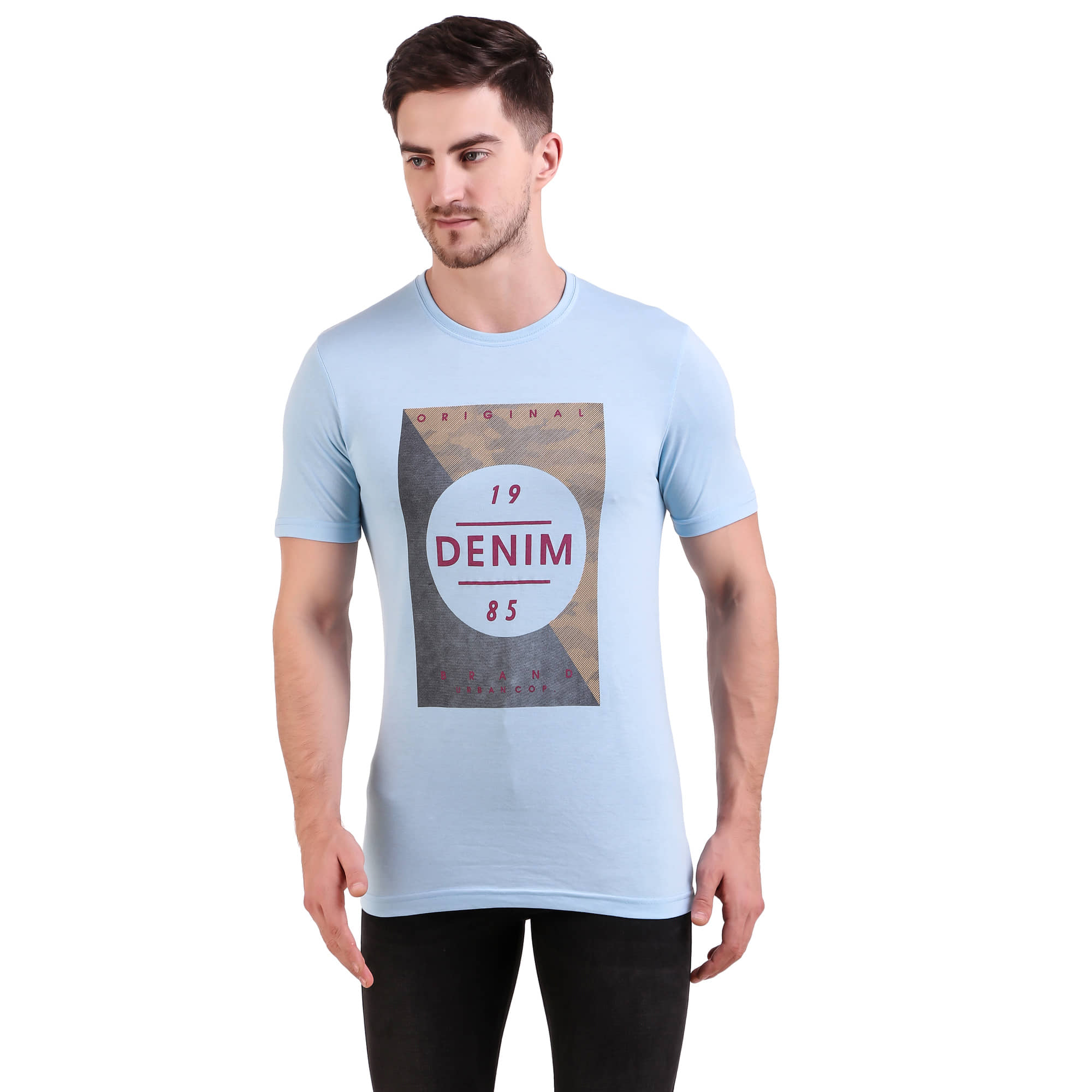 Bravezi Pack of 1 Cotton Blend Slim Fit Men's T-Shirt ( Blue )
