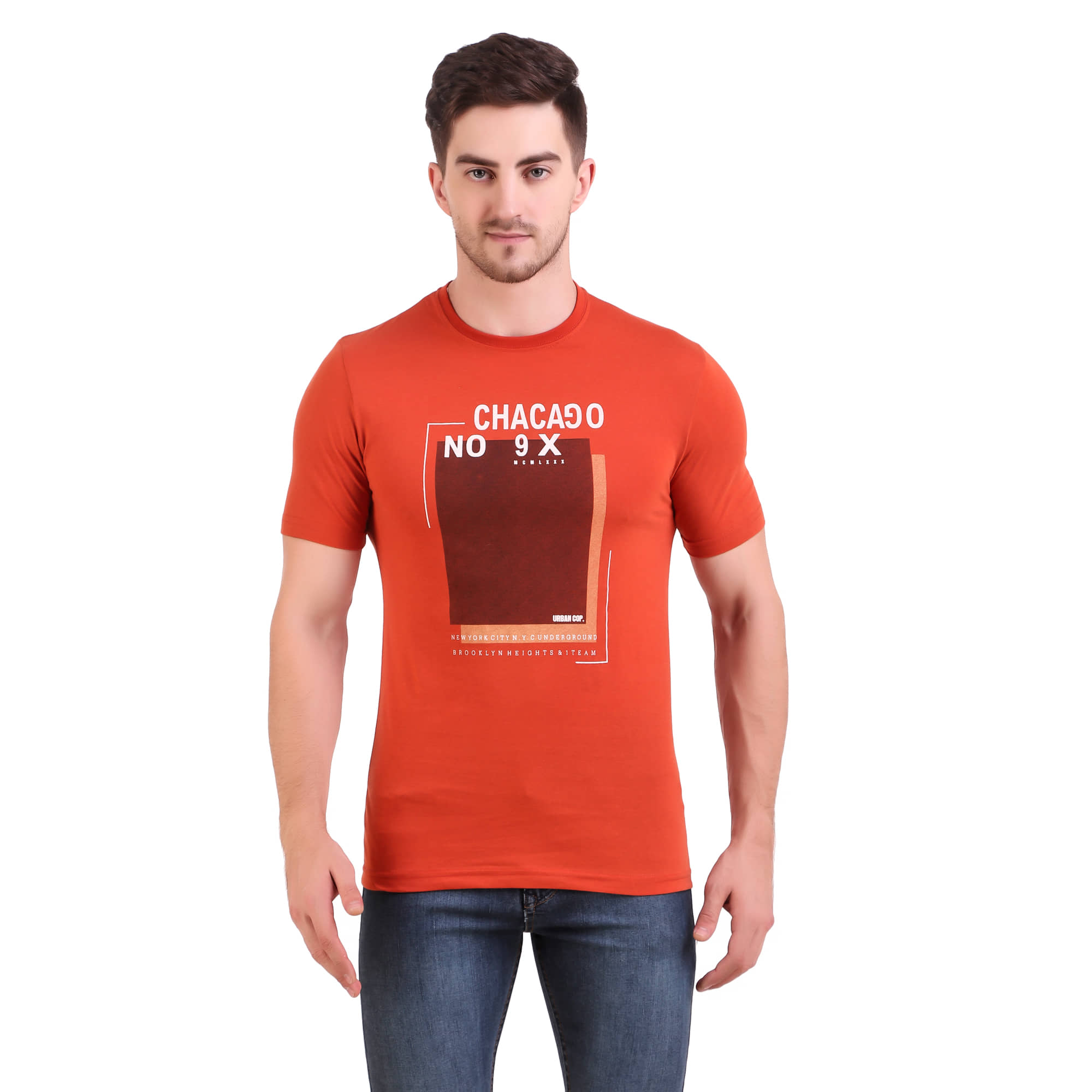 Bravezi Pack of 1 Cotton Blend Slim Fit Men's T-Shirt ( Orange )
