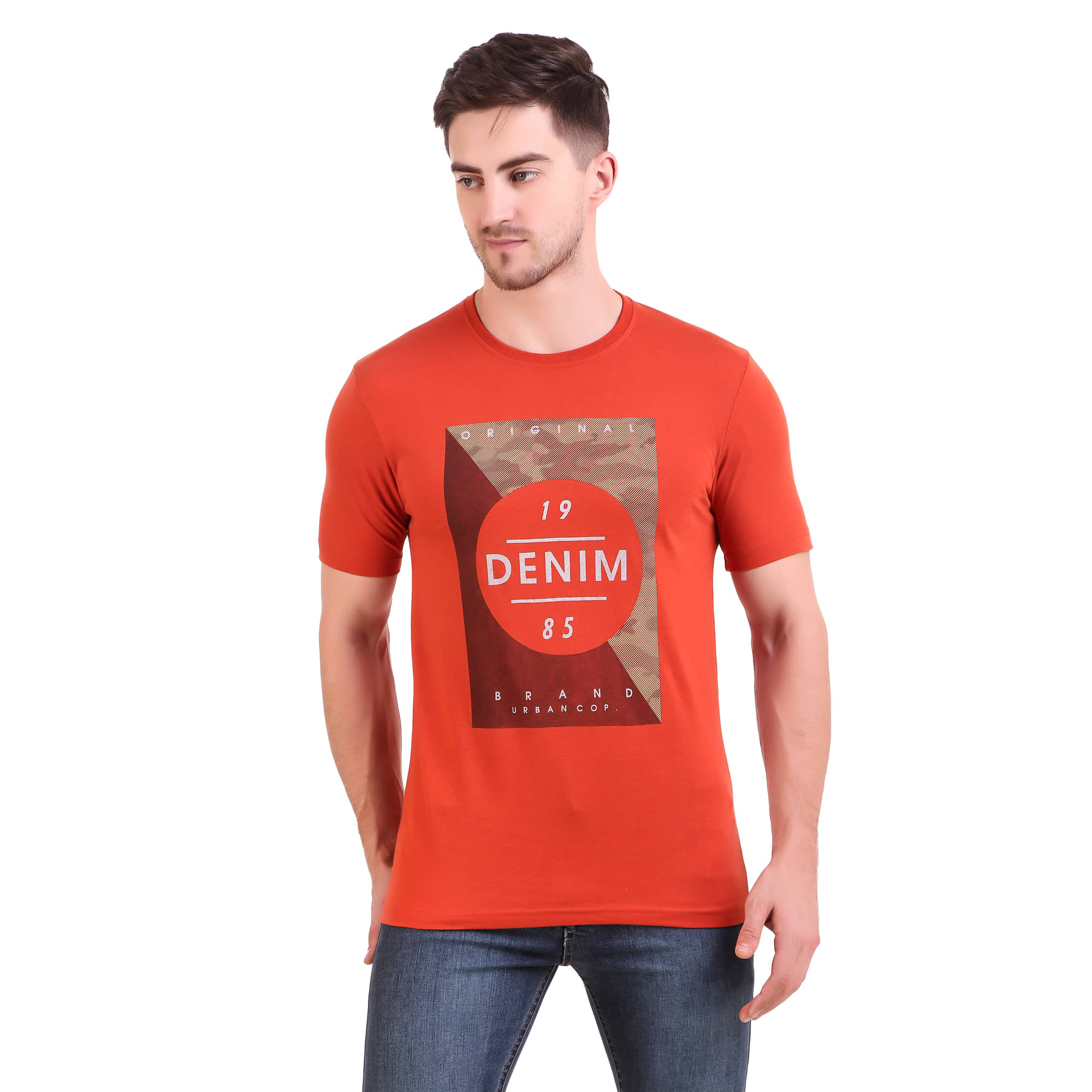 Bravezi Pack of 1 Cotton Blend Slim Fit Men's T-Shirt ( Orange )