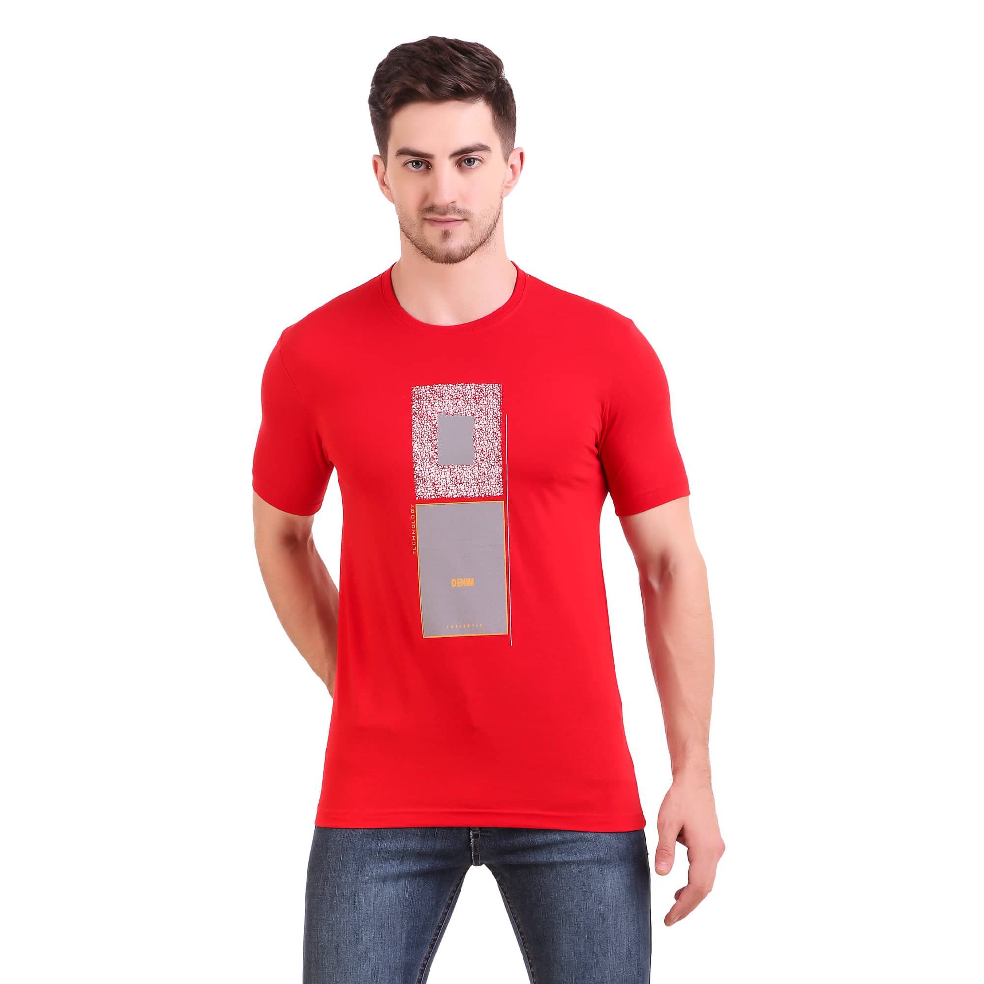 Bravezi Pack of 1 Cotton Blend Slim Fit Men's T-Shirt ( Red )