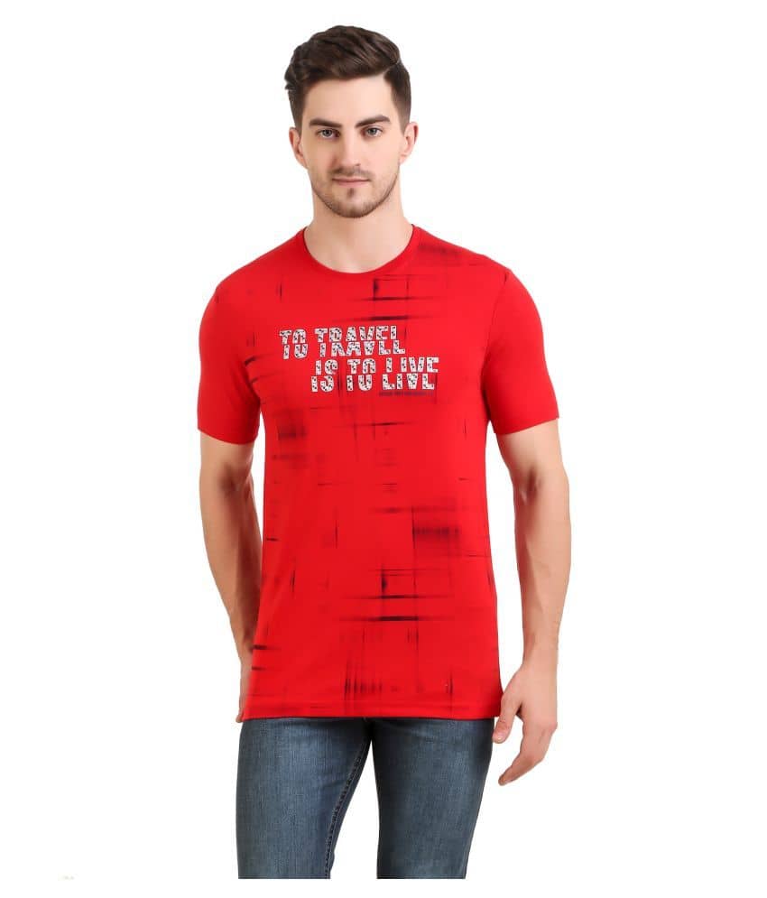 Bravezi Pack of 1 Cotton Blend Slim Fit Men's T-Shirt ( Red )