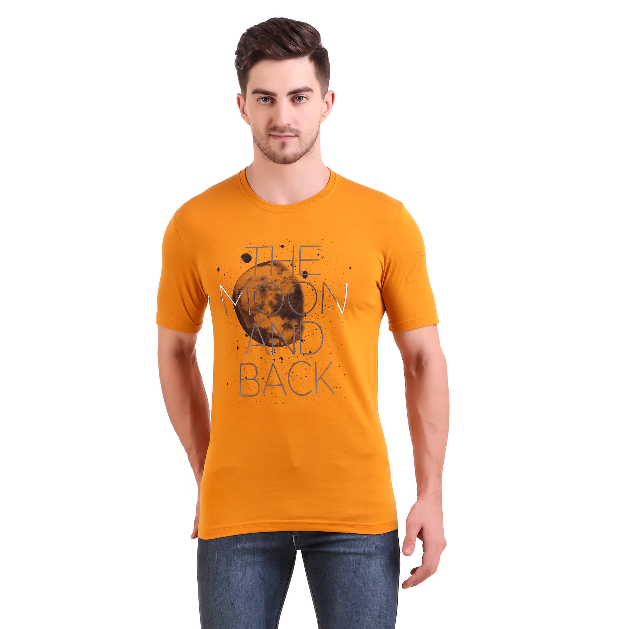 Bravezi Pack of 1 Cotton Blend Slim Fit Men's T-Shirt ( Yellow )