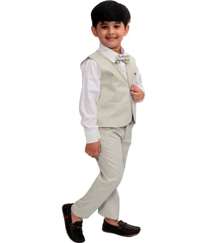 Fourfolds Pack of 1 Boys Cotton Blend Shirt & Pants Set ( Green )