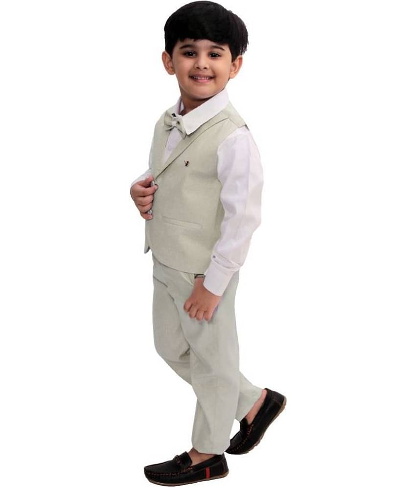 Fourfolds Pack of 1 Boys Cotton Blend Shirt & Pants Set ( Green )