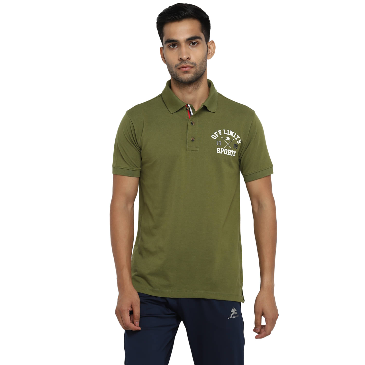 OFF LIMITS Olive Green Polyester Polo T-Shirt OFF LIMITS Olive Green Polyester Polo T-Shirt