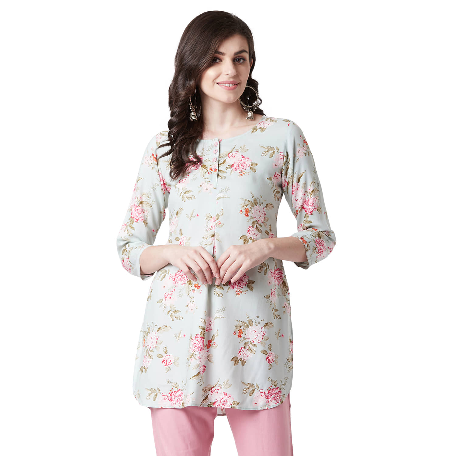 Tissu Green Rayon Straight Kurti - Kurtis, Tunics | Buy online on ZillyBuy